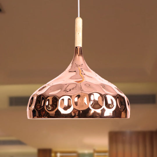 Retro Style Rose Gold Dome Pendant Light for Dining Table
