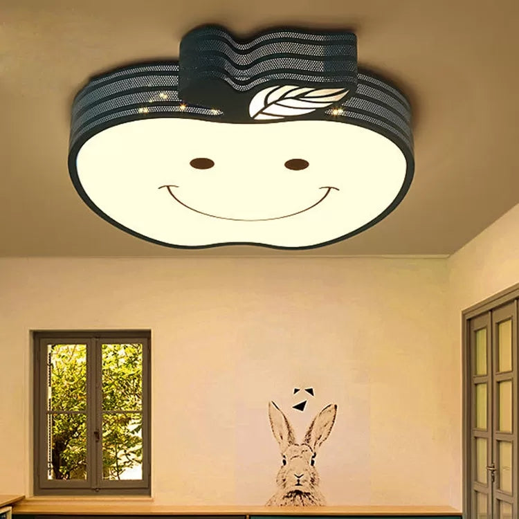 Modern Apple Flush Mount Light: Acrylic Metal Nordic Style Ceiling Fixture for Living Rooms