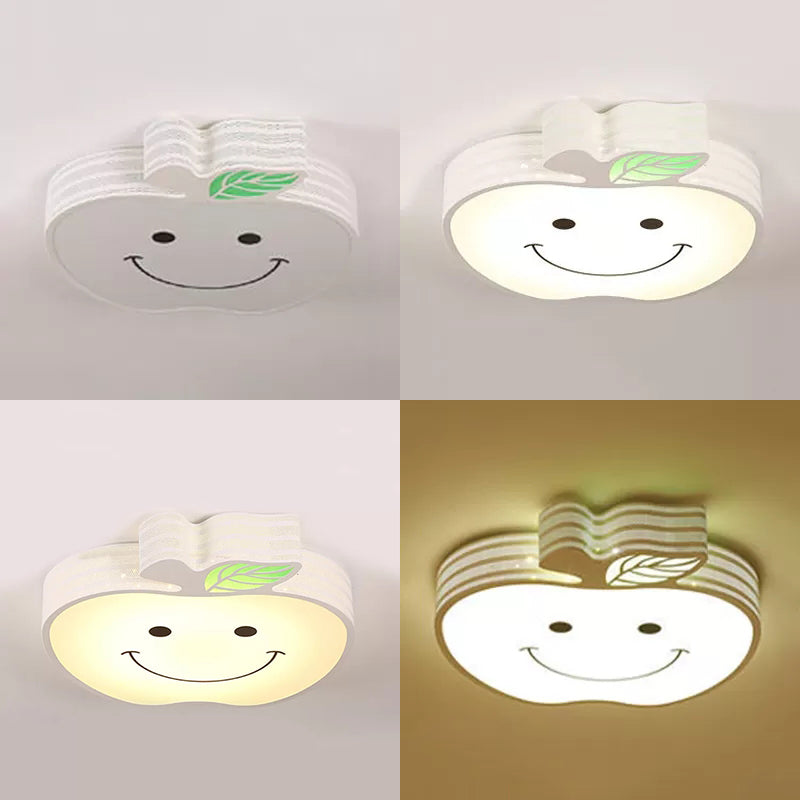 Modern Apple Flush Mount Light: Acrylic Metal Nordic Style Ceiling Fixture for Living Rooms