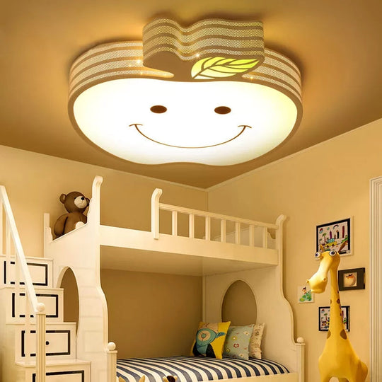 Modern Apple Flush Mount Light: Acrylic Metal Nordic Style Ceiling Fixture For Living Rooms