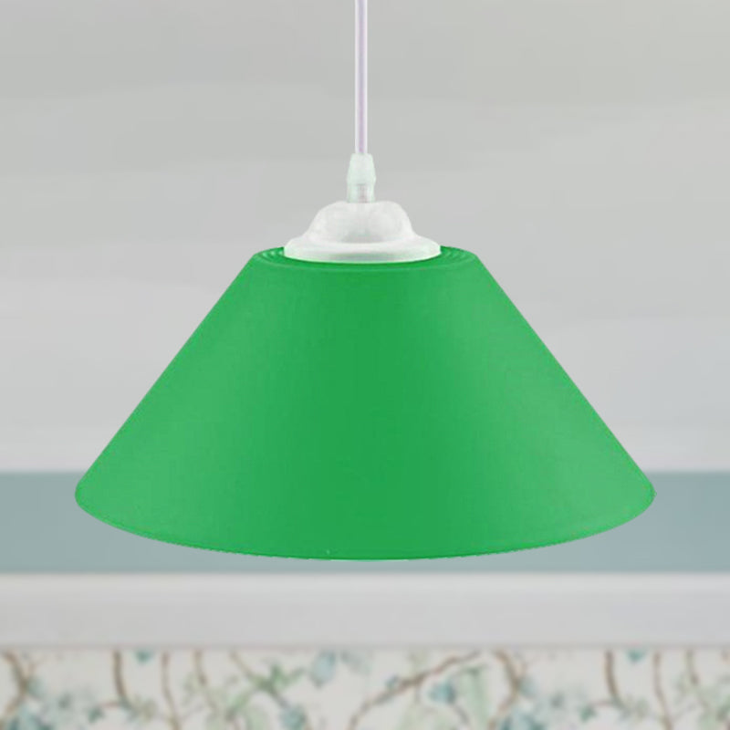 Modern Metal Conic Pendant Light with Adjustable Cord for Living Room - Black/Gray/Dark Green