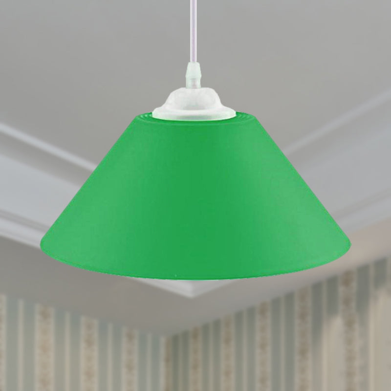 Modern Metal Conic Pendant Light with Adjustable Cord for Living Room - Black/Gray/Dark Green