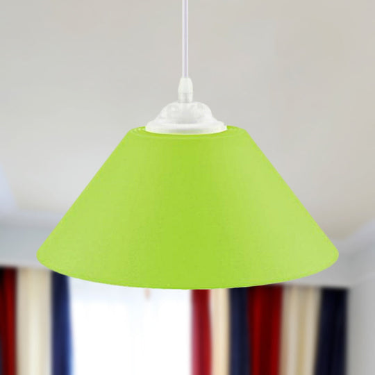 Modern Metal Conic Pendant Light with Adjustable Cord for Living Room - Black/Gray/Dark Green