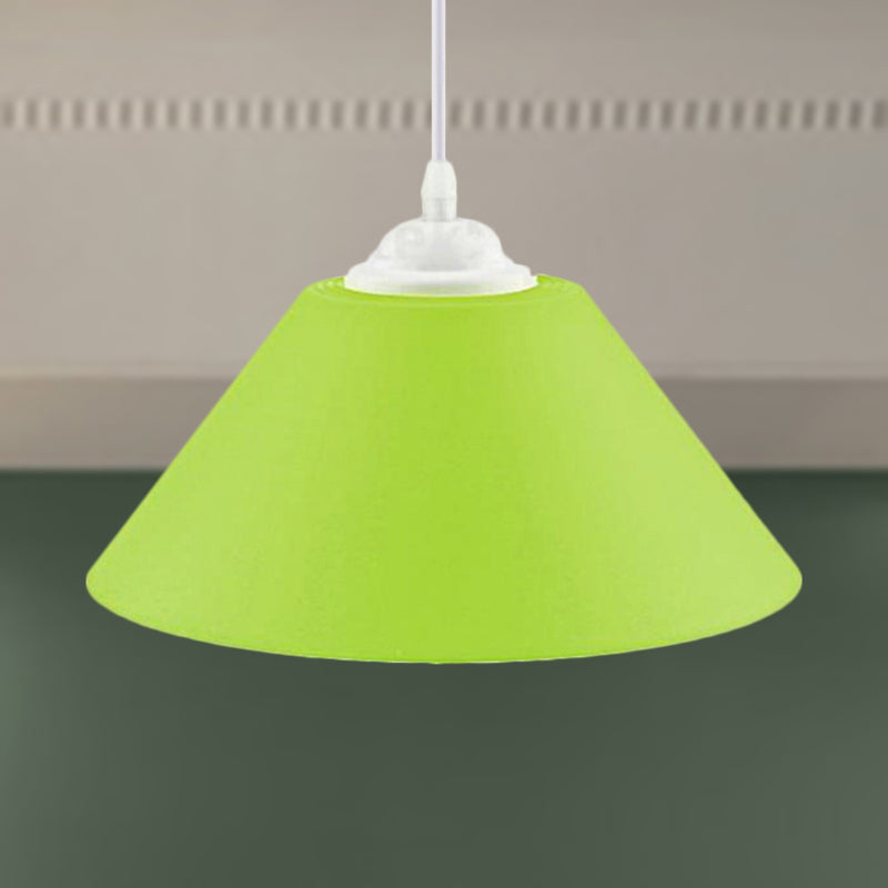 Modern Metal Conic Pendant Light with Adjustable Cord for Living Room - Black/Gray/Dark Green