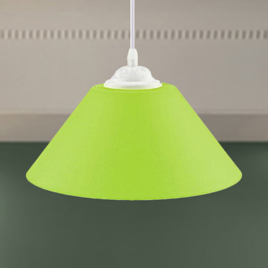 Modern Metal Conic Pendant Light with Adjustable Cord for Living Room - Black/Gray/Dark Green