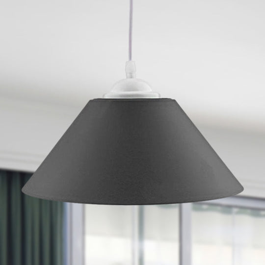 Modern Metal Pendant Light With Adjustable Cord - Black/Gray/Dark Green Shade For Living Room