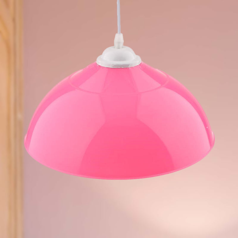 Modern Metallic Bowl Pendant Light - Polished Black/Grey Finish Pink