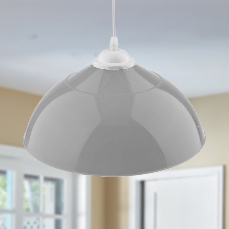Modern Metallic Bowl Pendant Light - Polished Black/Grey Finish Grey