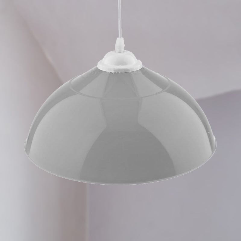 Modern Metallic Bowl Pendant Light - Polished Black/Grey Finish