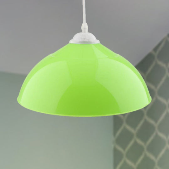 Modern Metallic Bowl Pendant Light - Polished Black/Grey Finish Green