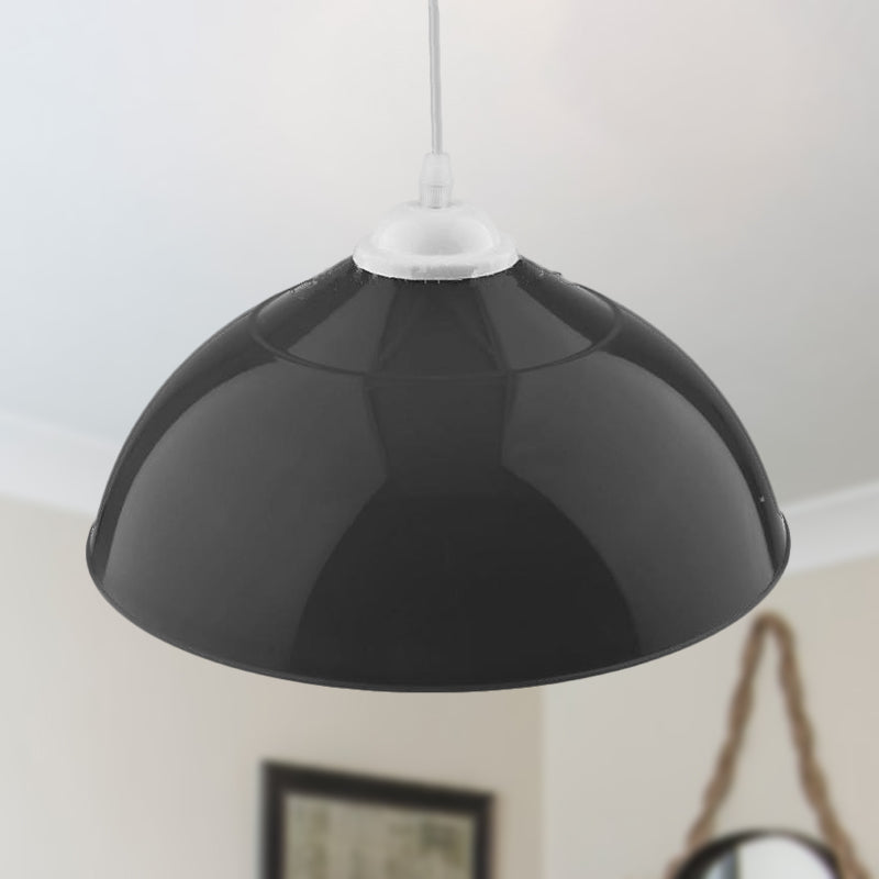 Modern Metallic Pendant Light in Polished Black/Grey - 1-Light Ceiling Hanging Fixture for Dining Room