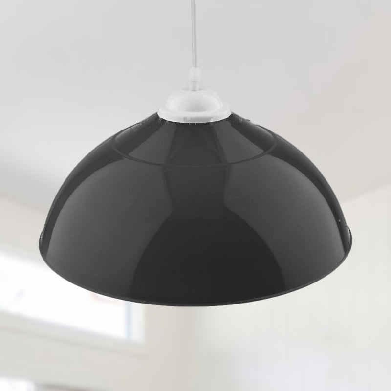 Modern Metallic Bowl Pendant Light - Polished Black/Grey Finish
