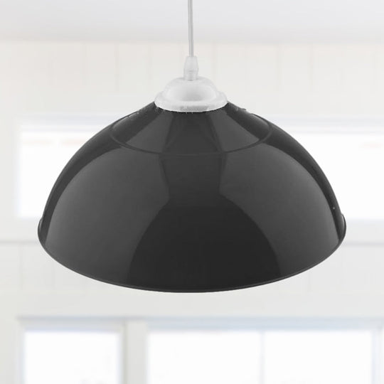 Modern Metallic Pendant Light in Polished Black/Grey - 1-Light Ceiling Hanging Fixture for Dining Room