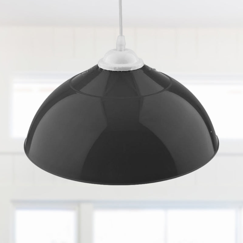 Modern Metallic Bowl Pendant Light - Polished Black/Grey Finish