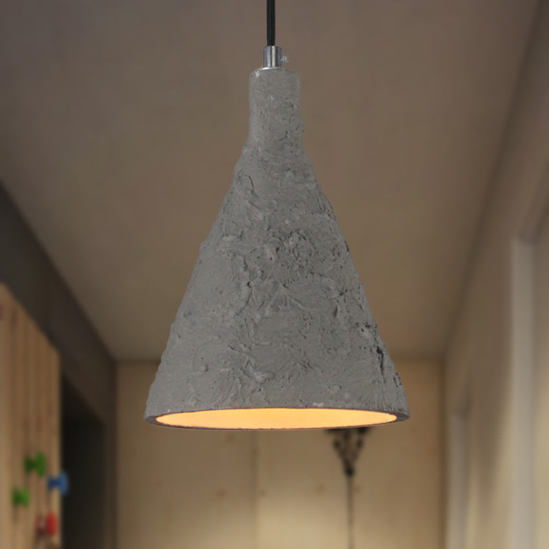 Industrial Grey Funnel Pendant Light - 1-Light Cement Shade For Restaurant Suspension