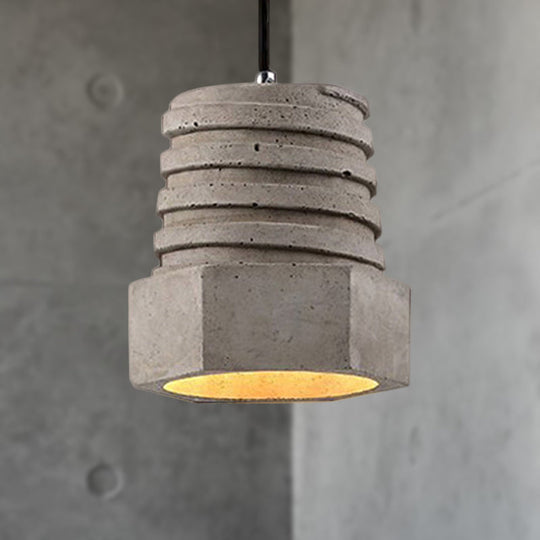 Screw Shape Pendant Light Fixture - Industrial Gray Cement Hanging Lamp For Restaurants