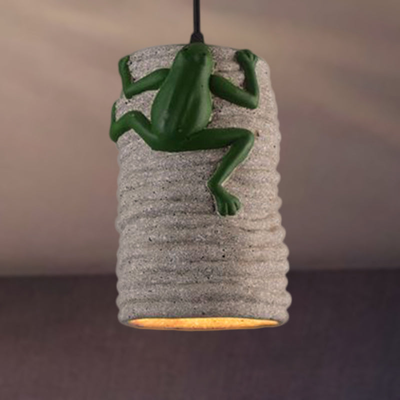Frog Deco Industrial Pendant Light in Brass/Black/Grey for Bars - Cement and Resin Lamp