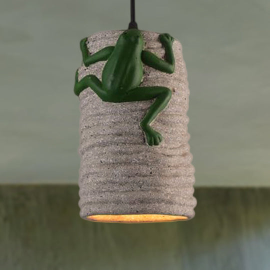 Frog Deco Industrial Pendant Light in Brass/Black/Grey for Bars - Cement and Resin Lamp