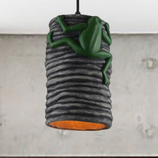 Frog Deco Industrial Pendant Light in Brass/Black/Grey for Bars - Cement and Resin Lamp