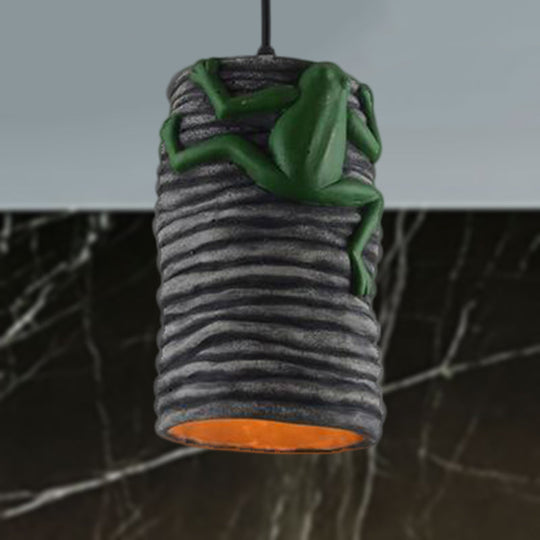 Frog Deco Industrial Pendant Light in Brass/Black/Grey for Bars - Cement and Resin Lamp