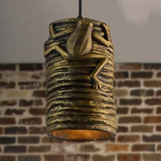Frog Deco Industrial Pendant Light in Brass/Black/Grey for Bars - Cement and Resin Lamp