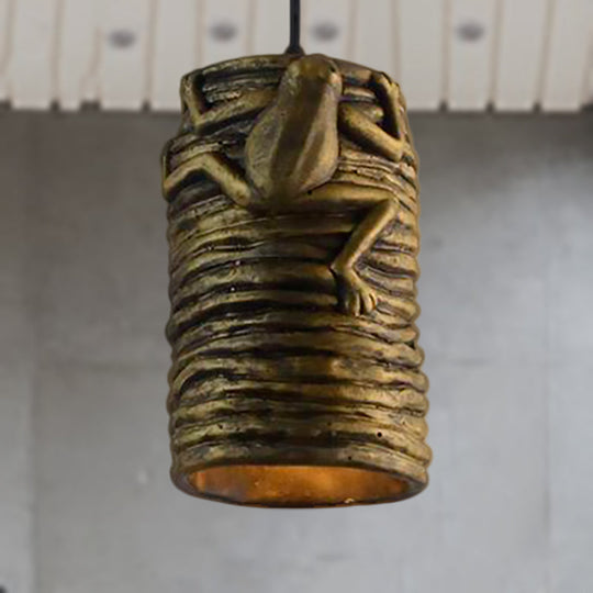 Frog Deco Industrial Pendant Light in Brass/Black/Grey for Bars - Cement and Resin Lamp