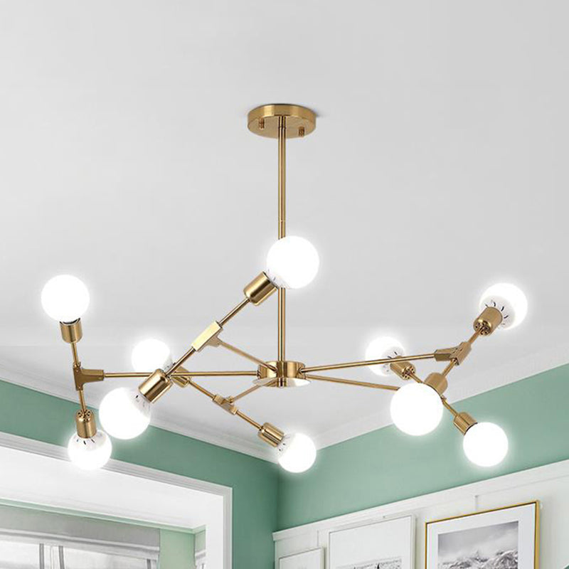 Industrial Style Metallic Black/Gold Chandelier Ceiling Light Fixture - 6/8 Lights for Bedroom