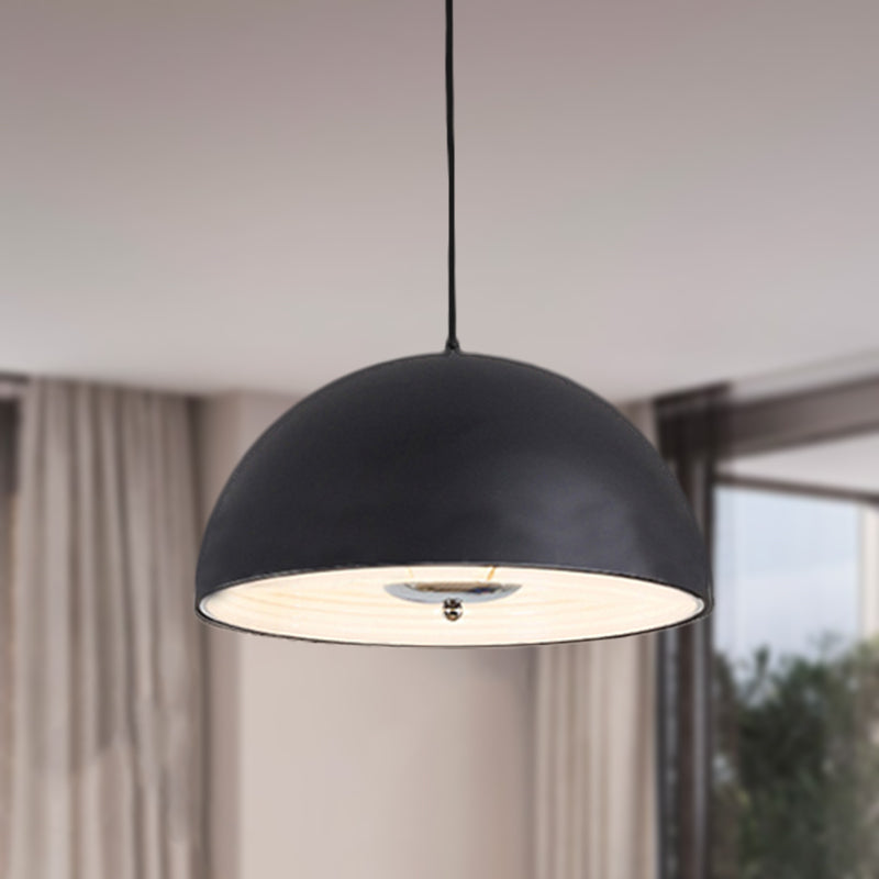 Retro Style Domed Pendant Lamp - 1 Light Rose Gold/Black Ceiling Light for Dining Room