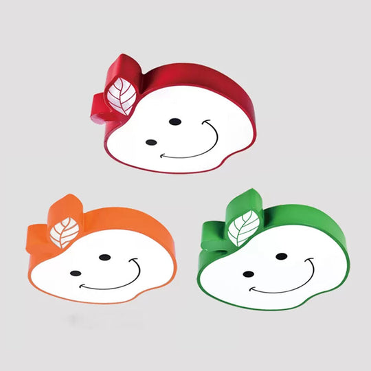 Darling Smiling Apple Ceiling Light for Child's Bedroom - Acrylic Metal Flush Mount