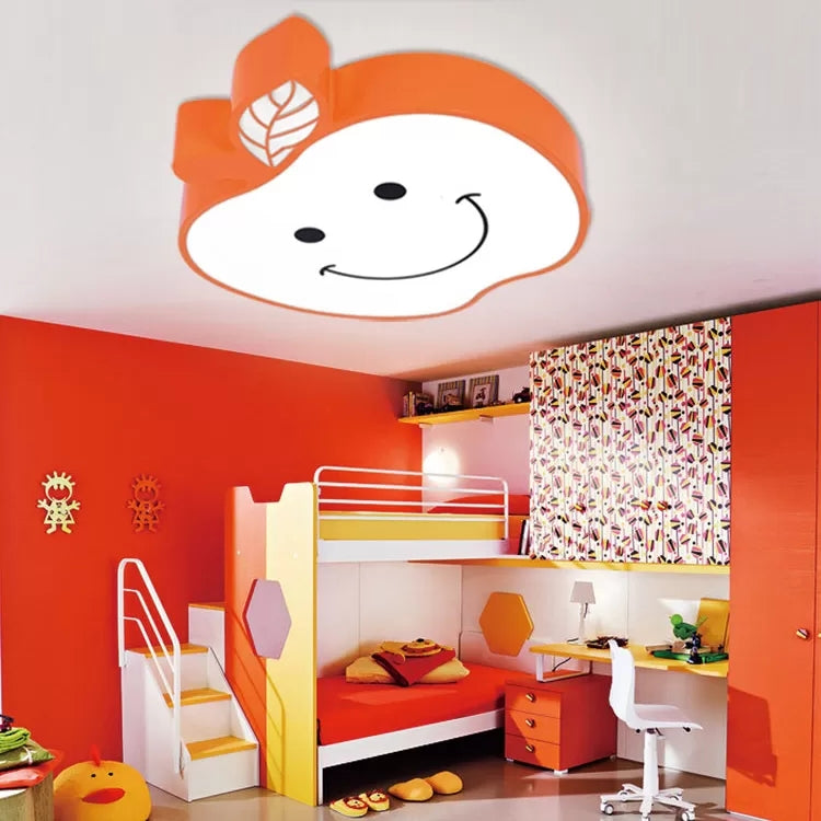Darling Smiling Apple Ceiling Light for Child's Bedroom - Acrylic Metal Flush Mount