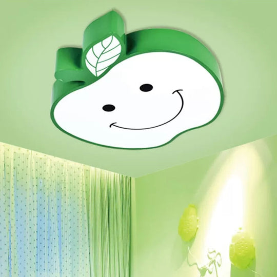 Darling Smiling Apple Ceiling Light for Child's Bedroom - Acrylic Metal Flush Mount