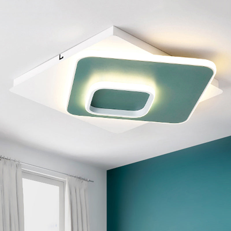 Modern Geometric Flush Nordic Metal & Acrylic Integrated LED Ceiling Light