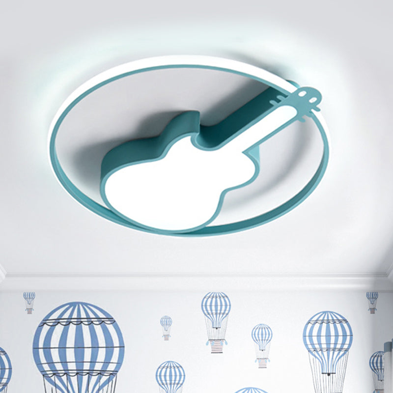 Candy-Colored Guitar Acrylic Flush Mount LED Ceiling Light for Game Rooms