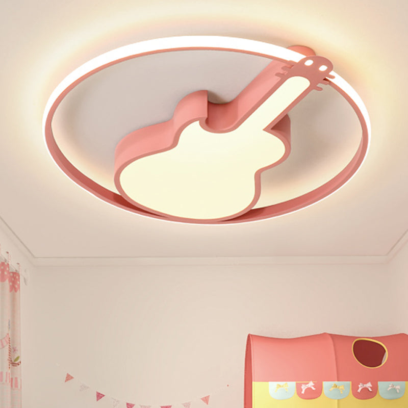 Candy-Colored Guitar Acrylic Flush Mount LED Ceiling Light for Game Rooms