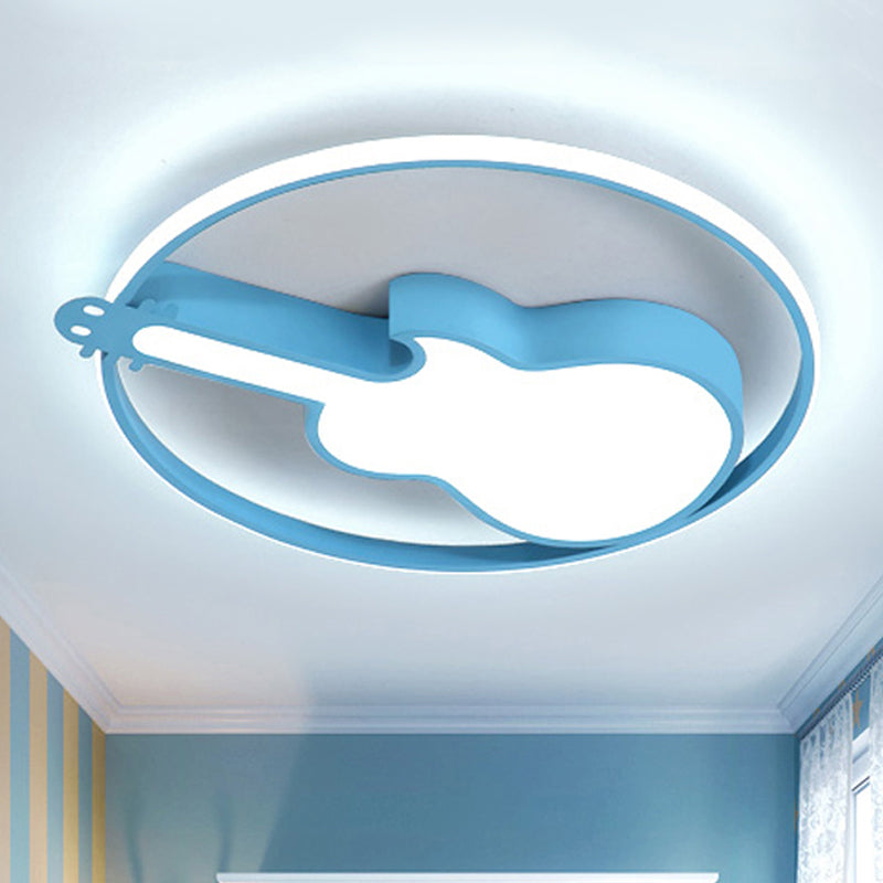 Candy-Colored Guitar Acrylic Flush Mount LED Ceiling Light for Game Rooms