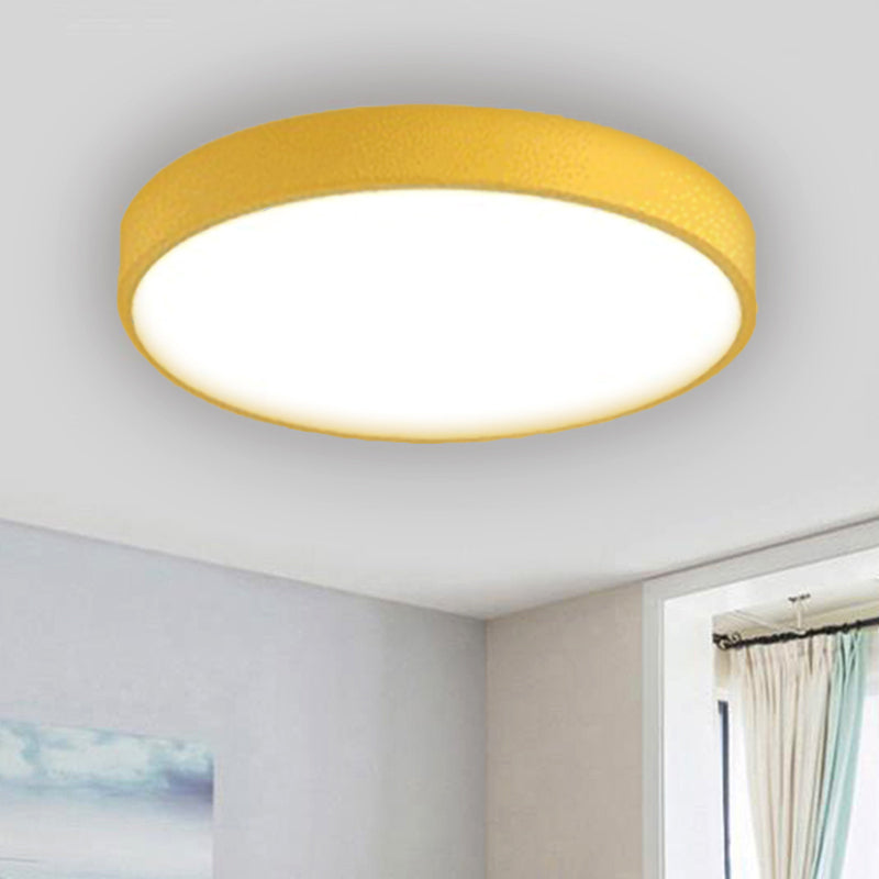 Modern Kids Bedroom Ceiling Light: Acrylic Round Flush Mount Yellow / 12 Warm