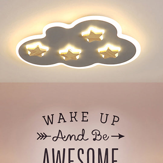 Cloud and Star Acrylic Flush Mount Ceiling Light for Kids' Bedroom - Art Deco Ceiling Fixture