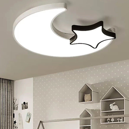 White Flush Mount Sky View Ceiling Lamp for Child Bedroom