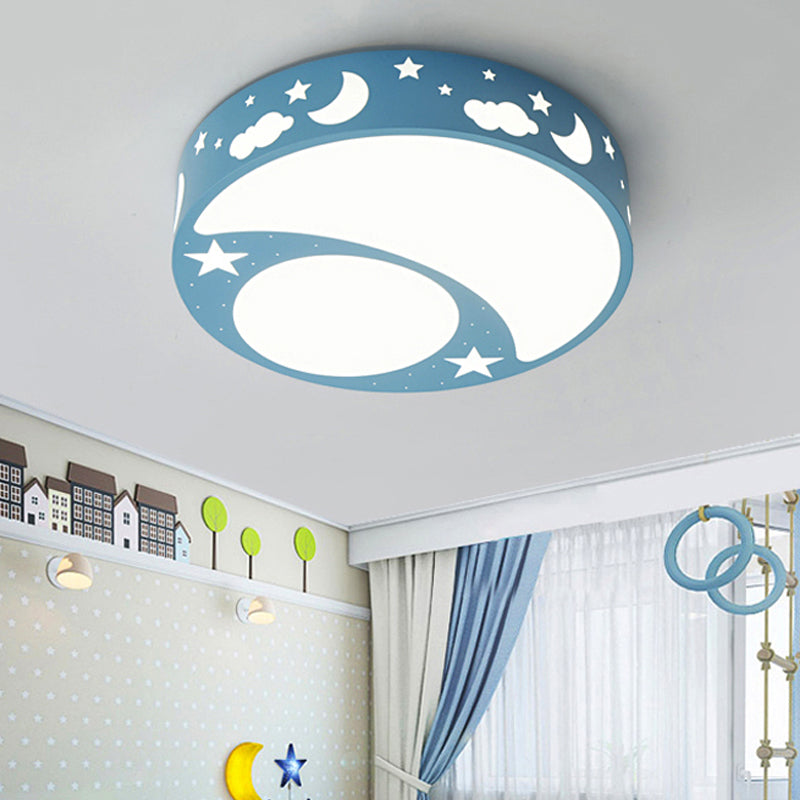 Kid's Cartoon LED Ceiling Light with Moon Acrylic Fixture - Perfect for Bedrooms