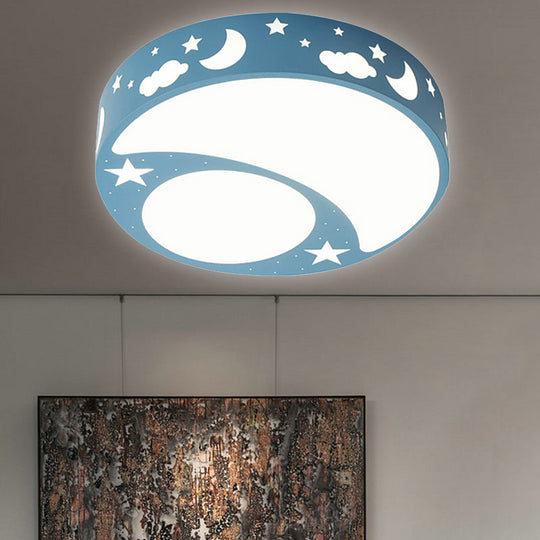 Kid's Cartoon LED Ceiling Light with Moon Acrylic Fixture - Perfect for Bedrooms