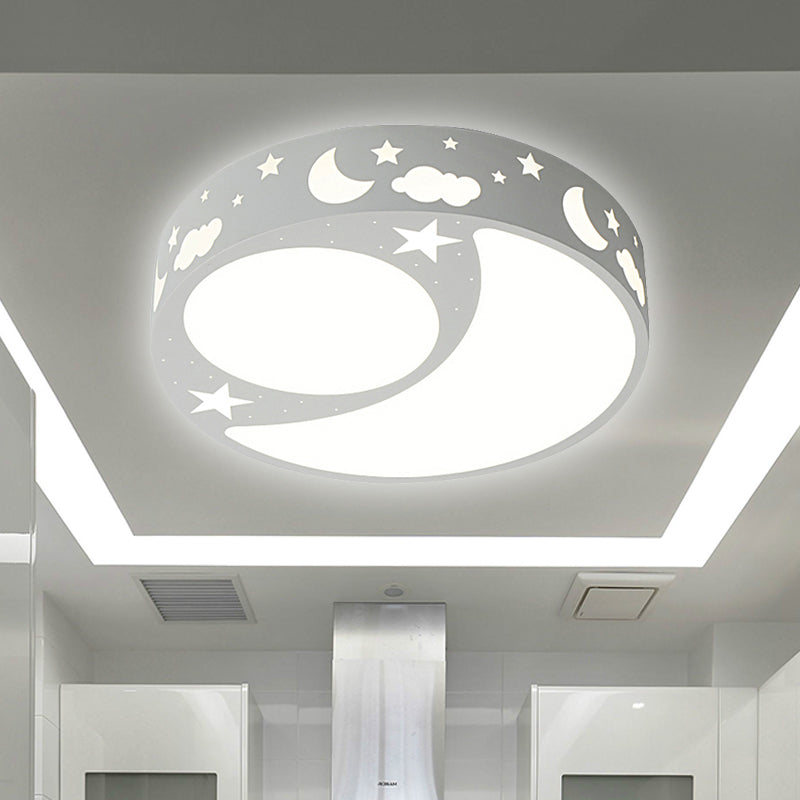 Kid's Cartoon LED Ceiling Light with Moon Acrylic Fixture - Perfect for Bedrooms