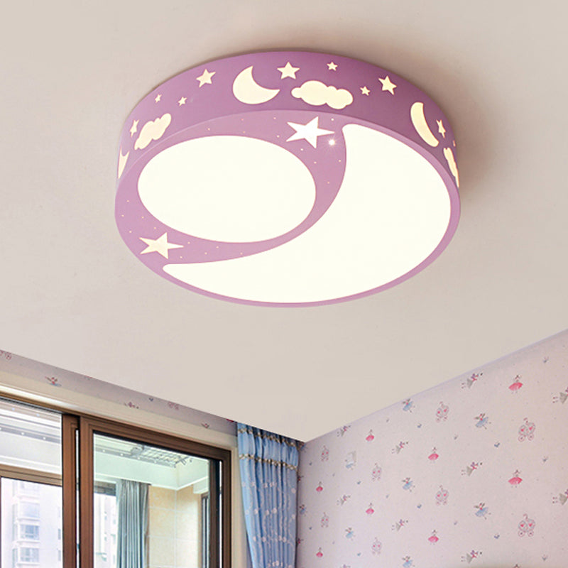 Kid's Cartoon LED Ceiling Light with Moon Acrylic Fixture - Perfect for Bedrooms