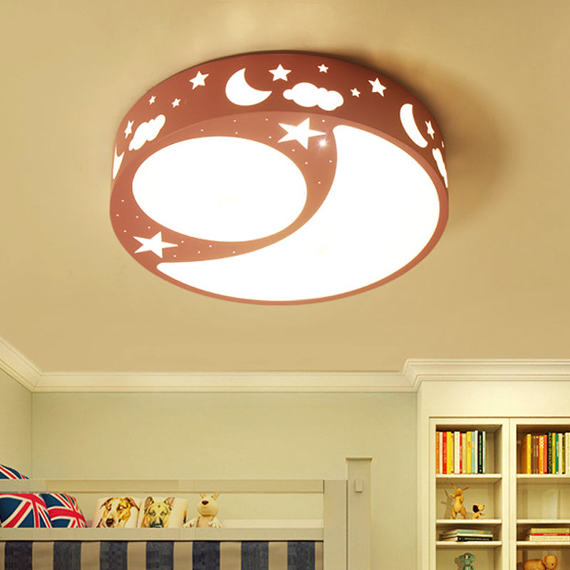 Kid's Cartoon LED Ceiling Light with Moon Acrylic Fixture - Perfect for Bedrooms