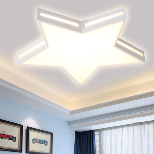 Modern White Star Led Ceiling Lamp For Boys Bedroom
