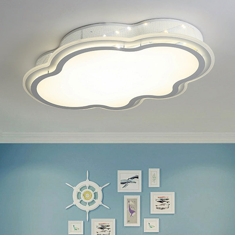 Cloud-Themed Led Flush Mount Ceiling Light For Kindergarten White / 21.5