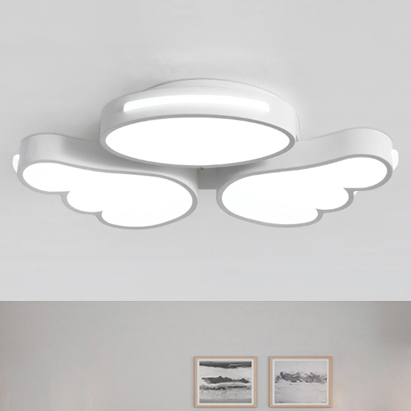 Art Deco Acrylic Flush Mount Ceiling Light - White Angel Design for Kid's Bedroom