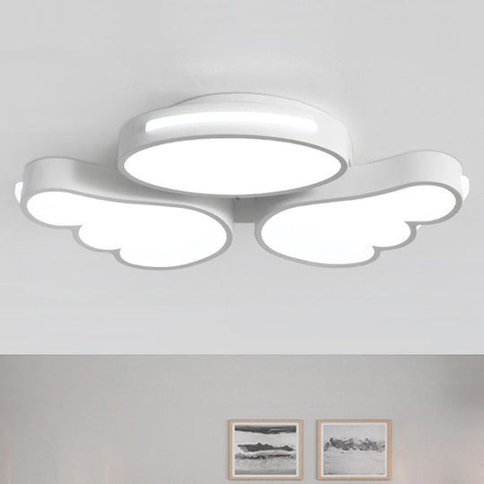 Art Deco Acrylic Flush Mount Ceiling Light - White Angel Design for Kid's Bedroom