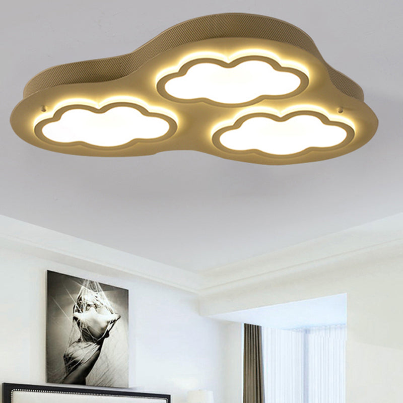 Cloudy Cartoon LED Ceiling Light for Kindergarten in White Acrylic Flush Mount