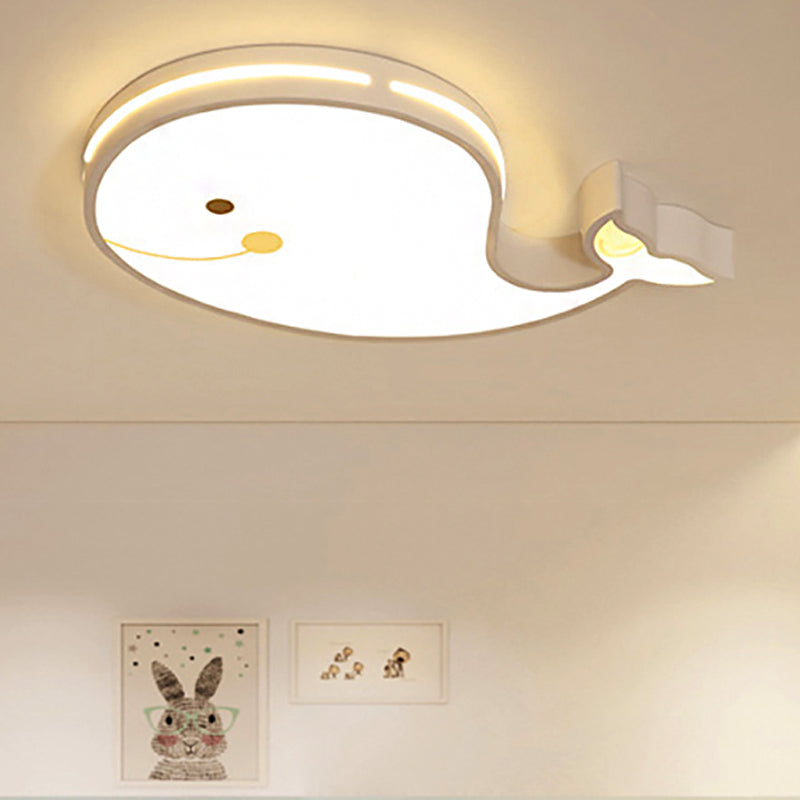 Cartoon LED Flush Mount Ceiling Light for Kindergarten with White Acrylic Fixture