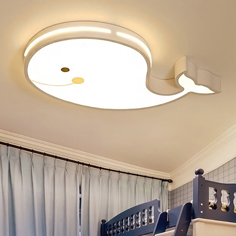 Cartoon LED Flush Mount Ceiling Light for Kindergarten with White Acrylic Fixture